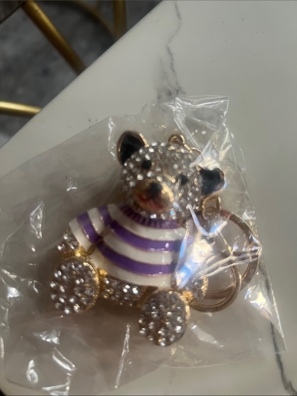Crystal Teddy Bear Keychain - Picture 2 of 4